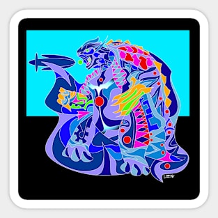 ecopop kaiju shell turtle art in mexican patterns on the giant beast Sticker